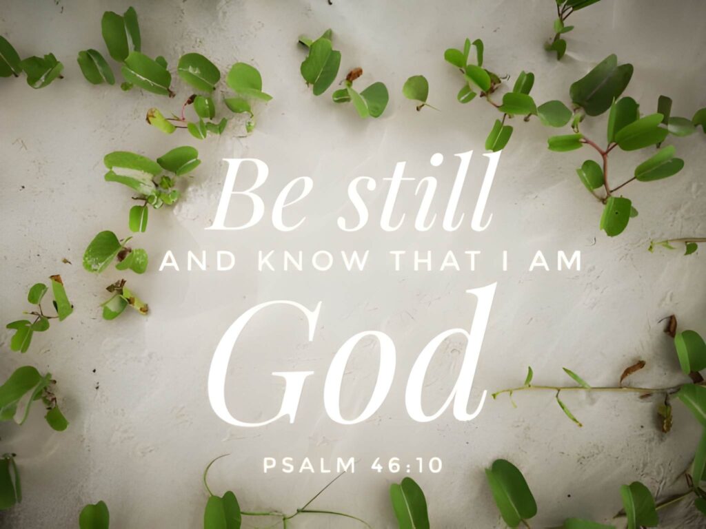 Be still with God design for Christianity with sandy beach background