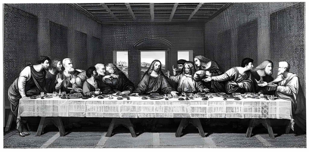 Antique illustration of The Last Supper Engraving