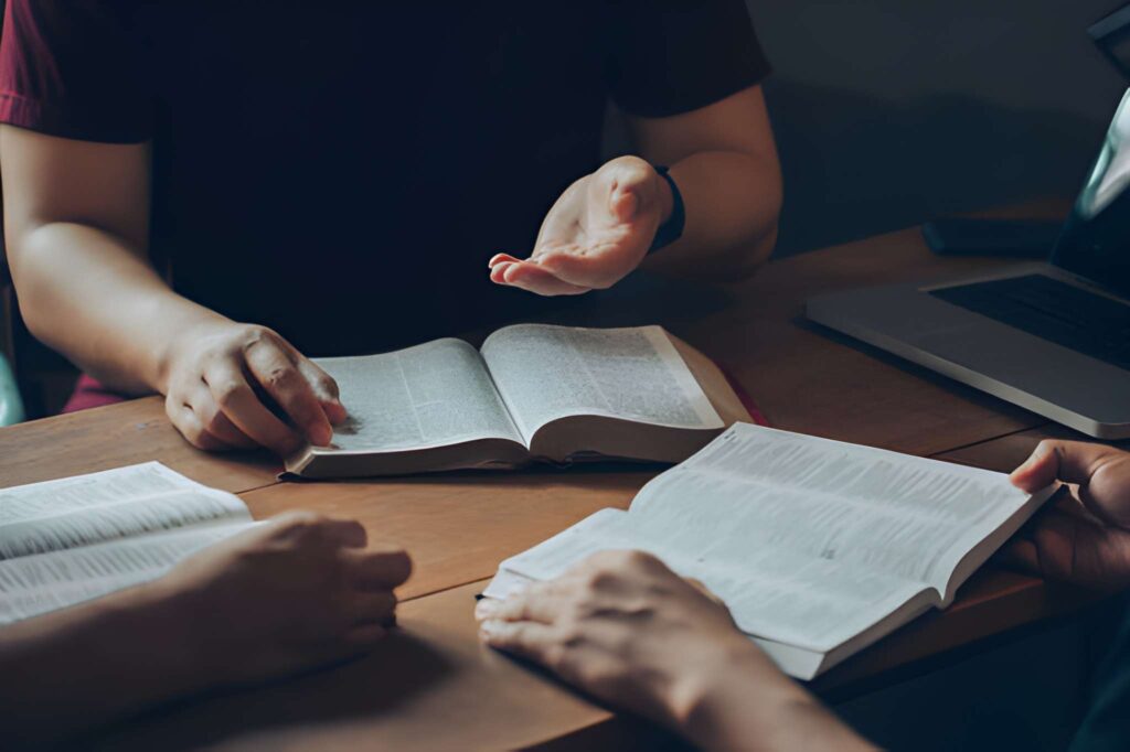 Christian friend's groups read and study the bible together